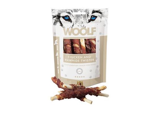 WOOLF pochoutka chicken and rawhide twister 100g