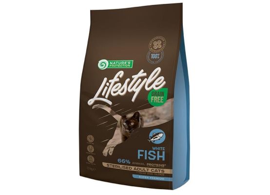 Nature's Protection Cat Dry LifeStyle GF Sterilised W.Fish 1,5 kg