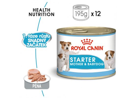 Royal Canin Starter Mousse konzerva pro březí nebo kojící feny a štěňata 195 g